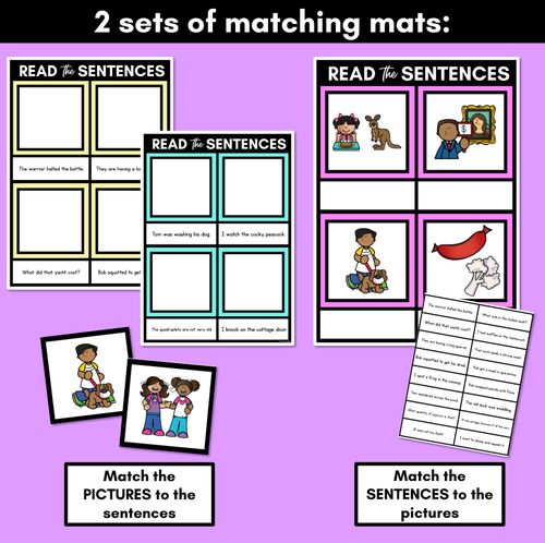 Resource preview 3 for Short O Phoneme Decodable Sentence Mats - Read & Match