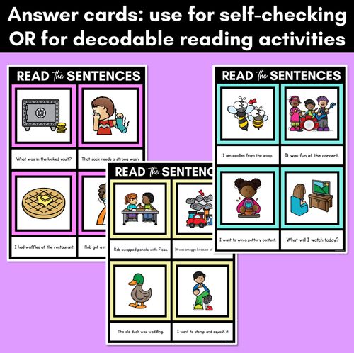 Resource preview 4 for Short O Phoneme Decodable Sentence Mats - Read & Match