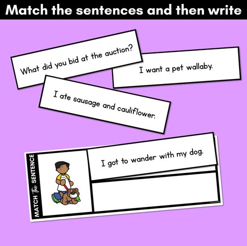 Resource preview 3 for Short O Phoneme Decodable Sentences - Read, Match & Write