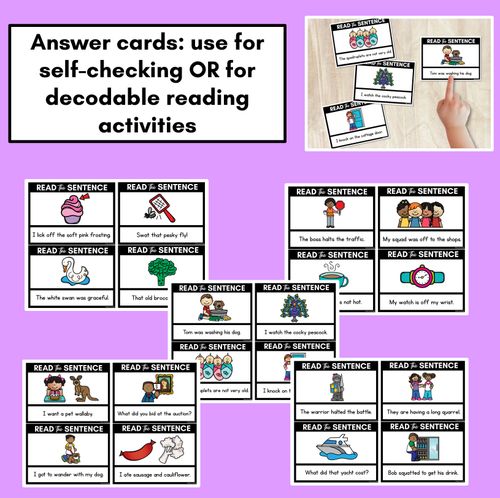 Resource preview 4 for Short O Phoneme Decodable Sentences - Read, Match & Write