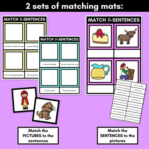 Resource preview 3 for Short OO Phoneme Decodable Sentence Mats - Read & Match