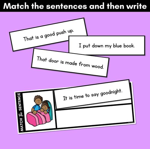 Resource preview 3 for Short OO Phoneme Decodable Sentences - Read, Match & Write