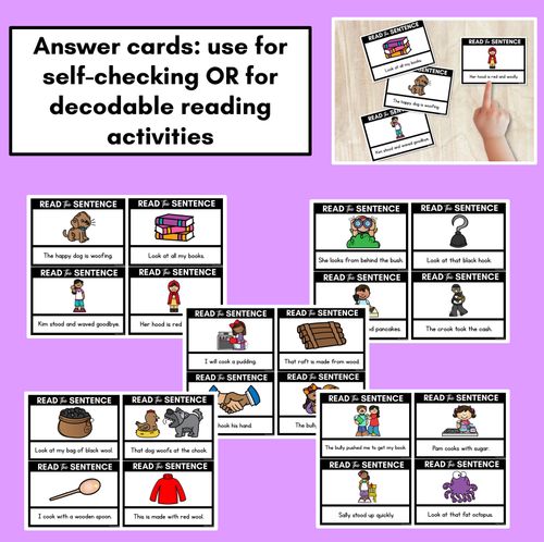 Resource preview 4 for Short OO Phoneme Decodable Sentences - Read, Match & Write