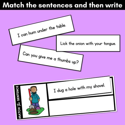 Resource preview 3 for Short U Phoneme Decodable Sentences - Read, Match & Write