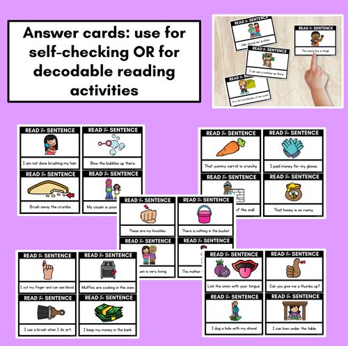 Resource preview 4 for Short U Phoneme Decodable Sentences - Read, Match & Write