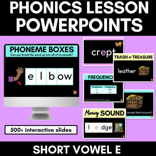 Resource preview 1 for Short Vowel Sound E PowerPoint - E, EA