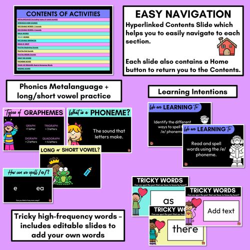 Resource preview 2 for Short Vowel Sound E PowerPoint - E, EA