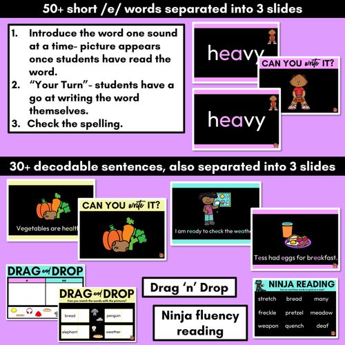 Resource preview 3 for Short Vowel Sound E PowerPoint - E, EA