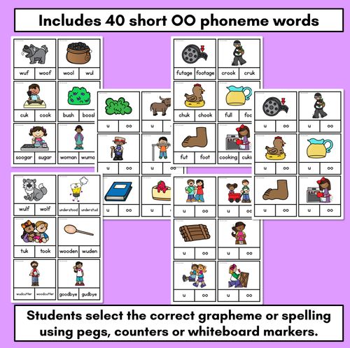 Resource preview 2 for Vowel Phoneme Short OO Clip Cards - OO, U - Vowel Sounds Phonics Game