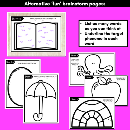 Resource preview 4 for Short Vowel Sounds Brainstorm Templates & Assessments