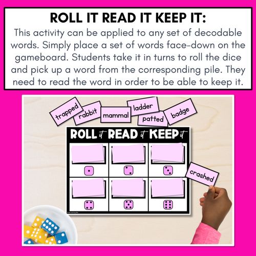 Resource preview 2 for SHORT VOWEL PHONEME A PHONICS GAME - Roll It, Read It or Spell It, Keep It