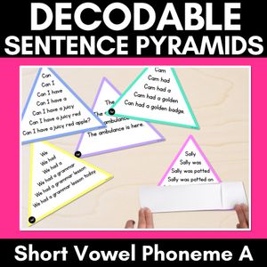 SHORT VOWEL PHONEME A WORDS - Decodable Sentence Pyramids - Phonics Fluency