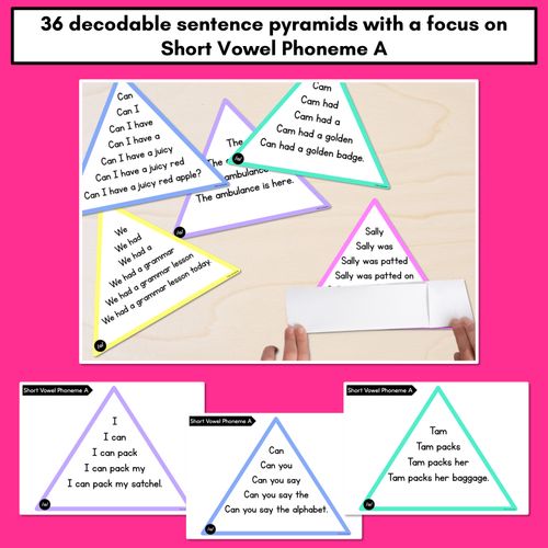 Resource preview 2 for SHORT VOWEL PHONEME A WORDS - Decodable Sentence Pyramids - Phonics Fluency