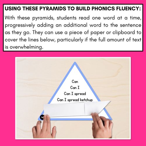 Resource preview 3 for SHORT VOWEL PHONEME E WORDS - Decodable Sentence Pyramids - Phonics Fluency