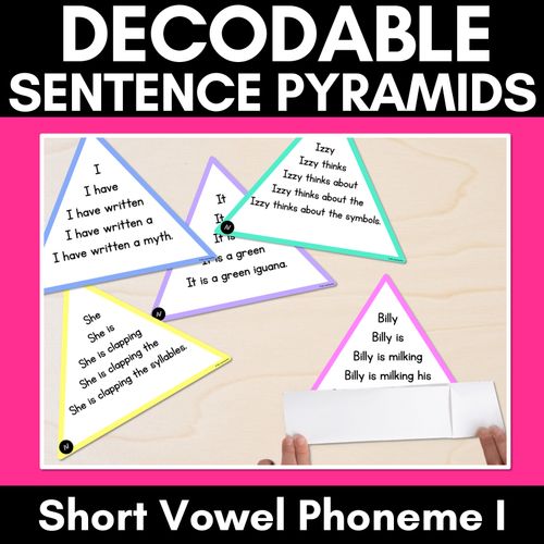 Resource preview 1 for SHORT VOWEL PHONEME I WORDS - Decodable Sentence Pyramids - Phonics Fluency