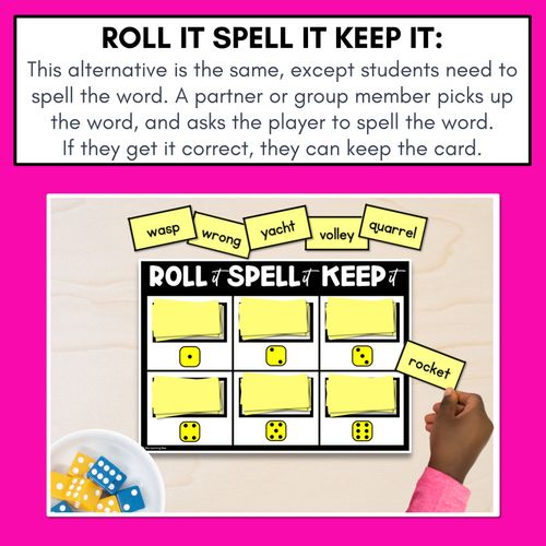 Resource preview 3 for SHORT VOWEL PHONEME O PHONICS GAME - Roll It, Read It or Spell It, Keep It