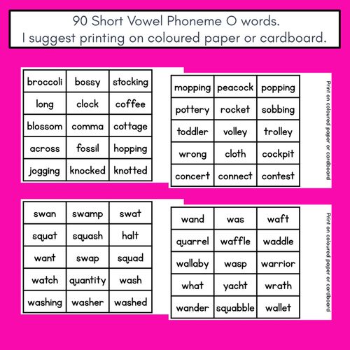 Resource preview 4 for SHORT VOWEL PHONEME O PHONICS GAME - Roll It, Read It or Spell It, Keep It