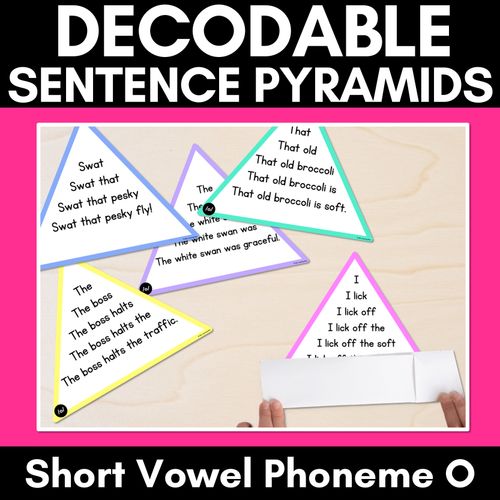 Resource preview 1 for SHORT VOWEL PHONEME O WORDS - Decodable Sentence Pyramids - Phonics Fluency