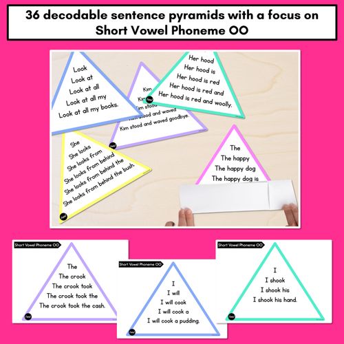 Resource preview 2 for SHORT VOWEL PHONEME SHORT OO WORDS - Decodable Sentence Pyramids - Phonics Fluency