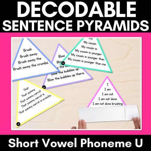 Resource preview 1 for SHORT VOWEL PHONEME U WORDS - Decodable Sentence Pyramids - Phonics Fluency