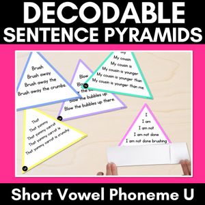 SHORT VOWEL PHONEME U WORDS - Decodable Sentence Pyramids - Phonics Fluency