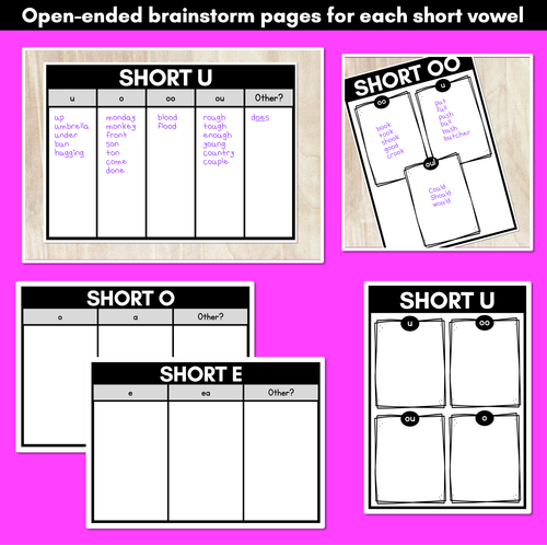 Resource preview 3 for Short Vowel Sounds Brainstorm Templates & Assessments