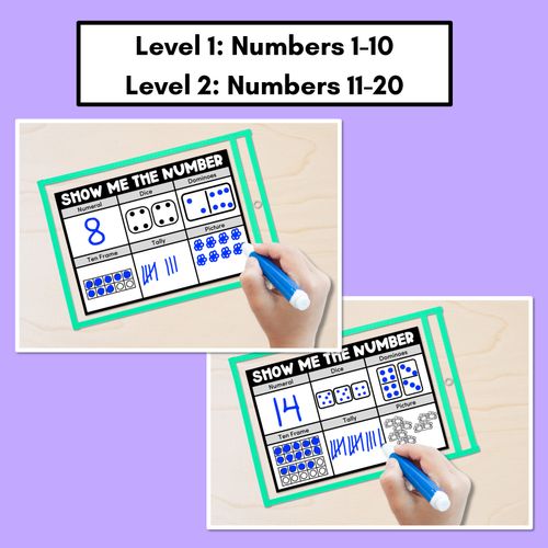 Resource preview 4 for SHOW ME THE NUMBER WORKSHEETS for 1-20: Numerals, Dice, Dominoes, Ten Frames, Tallies & Pictures