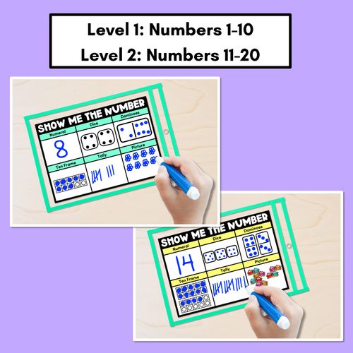 Resource preview 4 for SHOW ME THE NUMBER MATS for 1-20: Numerals, Dice, Dominoes, Ten Frames, Tallies & Pictures