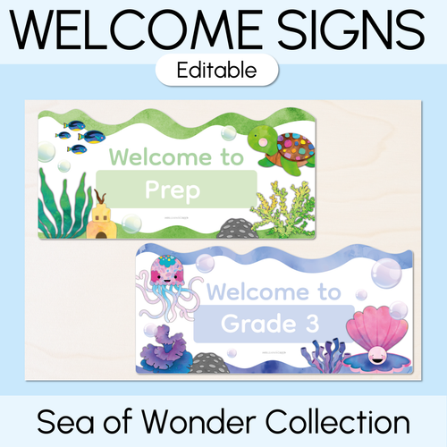 Resource preview 1 for WELCOME Signs - Sea of Wonder Collection - Calming Classroom Decor