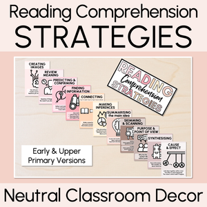 Neutral Reading Comprehension Strategies Posters- Neutral Classroom Decor