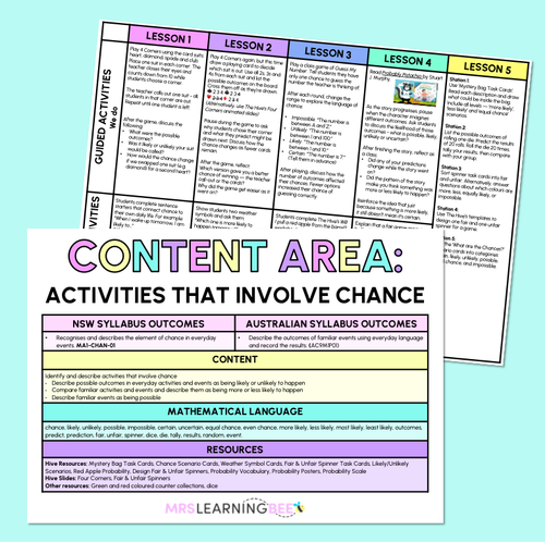 Resource preview 12 for Activities That Involve Chance - Grade 1 & 2 Unit of Work