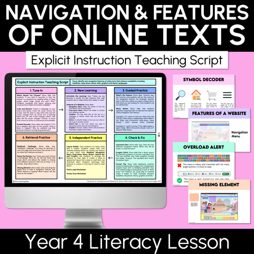Resource preview 1 for Navigation & Features of Online Texts - Explicit Instruction Teaching Script - Year 4 Digital Texts
