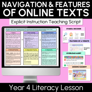Navigation & Features of Online Texts - Explicit Instruction Teaching Script - Year 4 Digital Texts