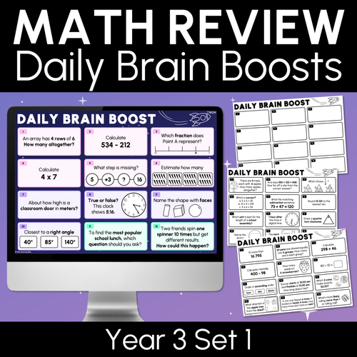 Resource preview 1 for Year 3 Maths Review - Daily Brain Boosts - Set 1