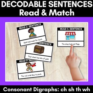 CH SH TH WH Decodable Sentences - Read and Match