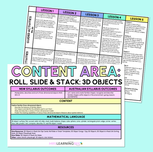 Resource preview 4 for Roll, Slide & Stack : 3D Objects  - Kindergarten/Foundation Unit of Work