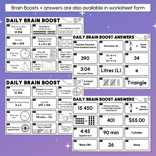 Resource preview 5 for Year 3 Maths Review - Daily Brain Boosts - Sample Set