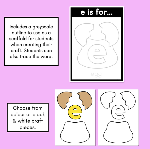 Resource preview 2 for Beginning Sound Crafts - LOWERCASE Letter E - E is for Egg