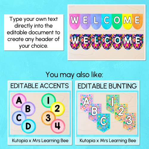 Resource preview 5 for Editable Scalloped Bunting - Alphabet & Numbers - The Kutopia Collection