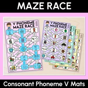 Consonant Phoneme V Words Maze Race - Consonant V Words Mats