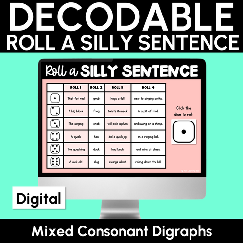 Resource preview 4 for Digital Roll a Silly Sentence Consonant Digraphs Bundle