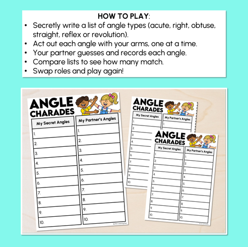 Resource preview 2 for Angle Charades - Types of Angles Partner Game