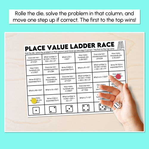 Resource preview 2 for Place Value Ladder Race - Place Value Activity