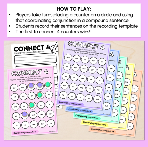 Resource preview 2 for Coordinating Conjunctions - Connect 4 Games