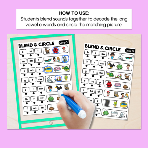 Resource preview 2 for Blend & Circle - Long Vowel O Words Blending Mats