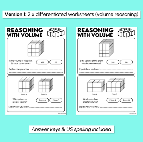 Resource preview 3 for Reasoning with Volume Worksheets