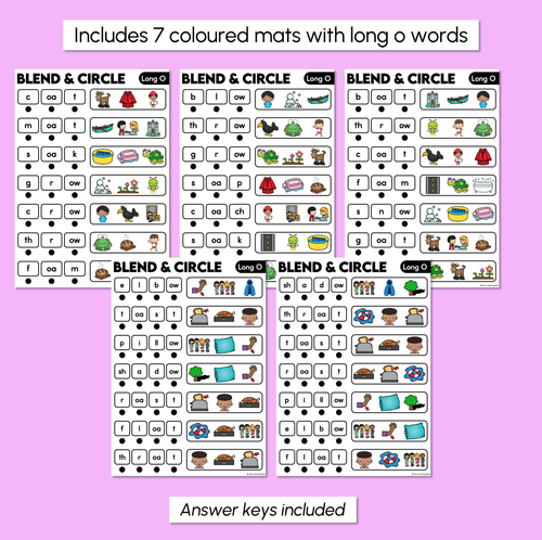 Resource preview 3 for Blend & Circle - Long Vowel O Words Blending Mats