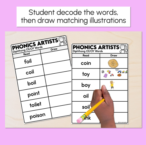 Resource preview 2 for Phonics Artists - Diphthongs OI OY Words - Decodable Words Activity