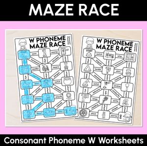 Consonant Phoneme W Words Maze Race - Consonant W Words Worksheets