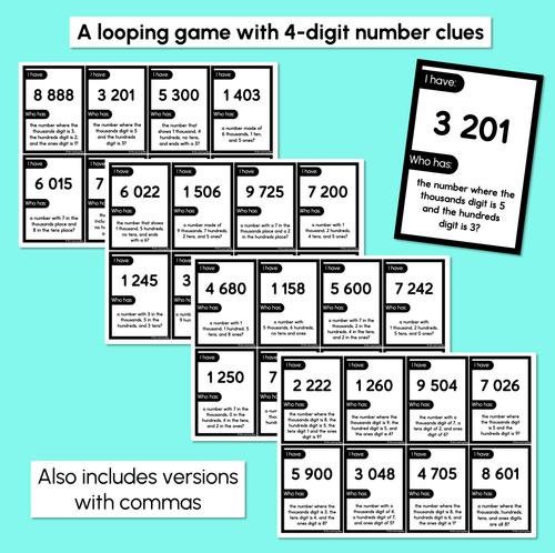Resource preview 2 for I Have, Who Has - 4-Digit Numbers